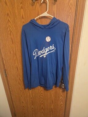 Majestic Threads Los Angeles Dodgers Hooded Long Sleeve Shirt Sz Medium Men's
